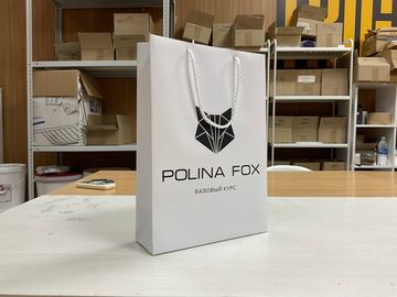 Пакет из мелованной бумаги с ручками из шнурков 35х25х8 (ВхШхГ)