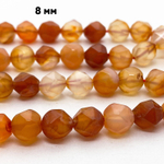 Бусины Сердолик крупной огранки, размер около 7,9-8,2 мм, цена за 21 шт (1/2 нити)