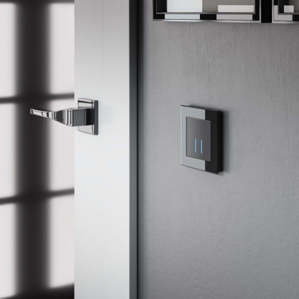 Умный сенсорный выключатель двухклавишный (черный)