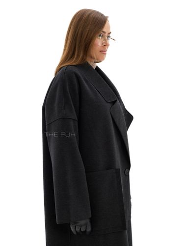 Черное двубортное пальто без подкладки