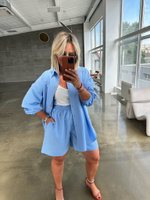 Костюм изо льна голубой