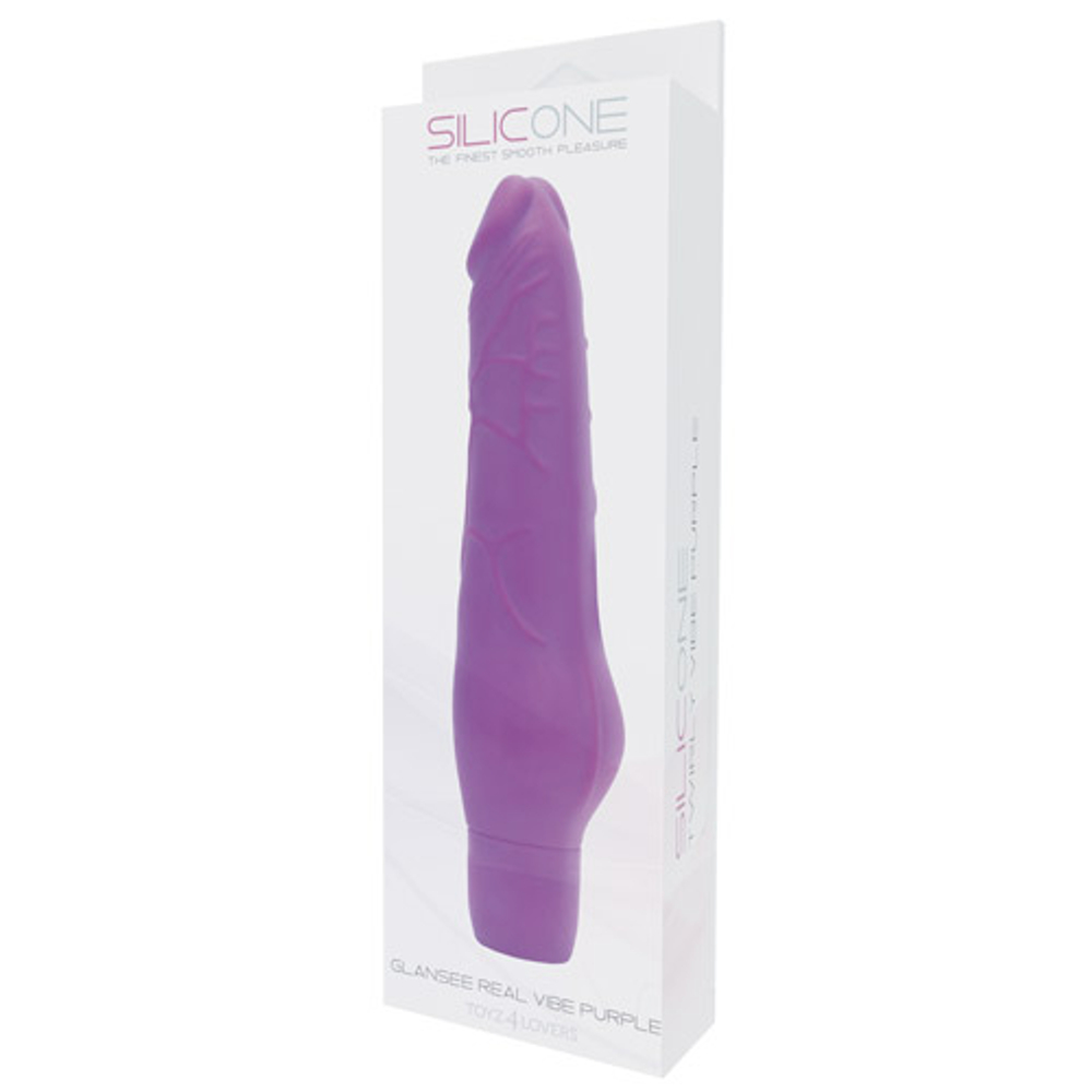 Фиолетовый вибратор-реалистик GLANSEE REAL VIBE SILICONE - 19,5 см. (Цвет: фиолетовый)