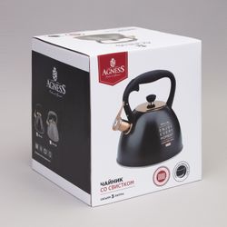 ЧАЙНИК AGNESS СО СВИСТКОМ, 3,0 Л ТЕРМОАККУМУЛИРУЮЩЕЕ ДНО, ИНДУКЦИЯ