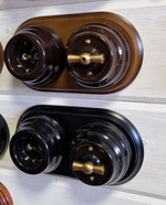 Ретро выключатель керамический Астория, коричневый, INTERIOR ELECTRIC ВПКАС.1/2.05 / 1 и 2 группы света