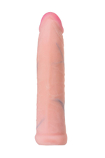 Телесный поясной страпон с вагинальной пробкой - 17 см. (Цвет: телесный с черным)