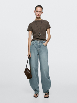 Massimo Dutti Джинсы с высокой талией и облегающим кроем, светло-голубой