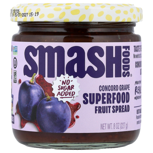 Smash Foods, фруктовая паста с суперфудами, виноград конкорд, 227 г (8 унций)