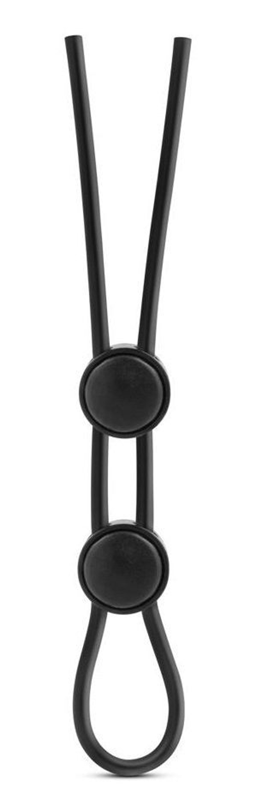 Черное двойное эрекционное лассо Silicone Double Loop Cock Ring