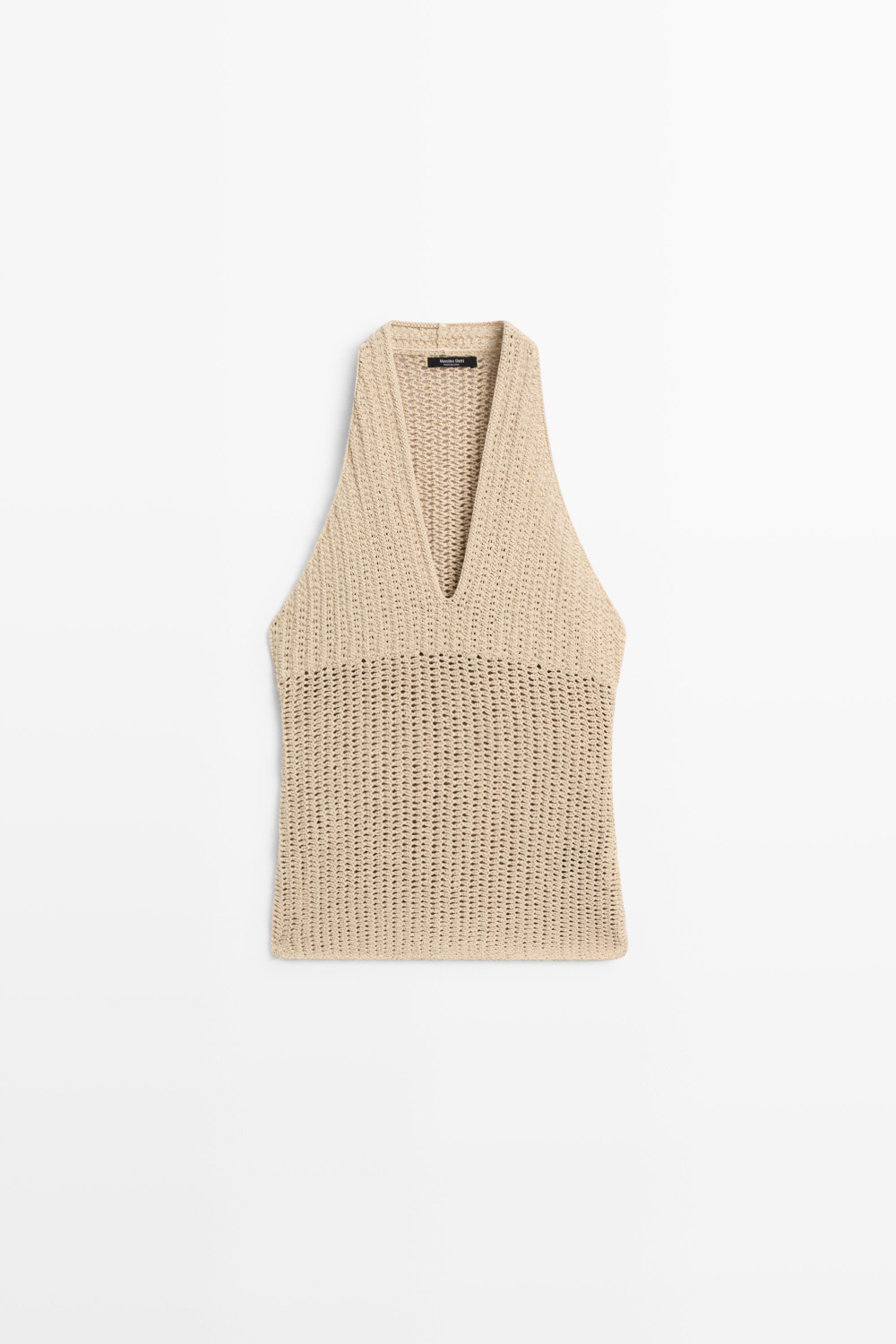 Massimo Dutti Хлопковый топ кроше, бежевый