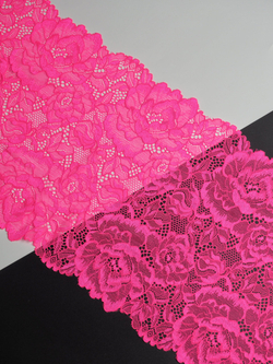 Эластичное кружево розовое неоновое 22 см