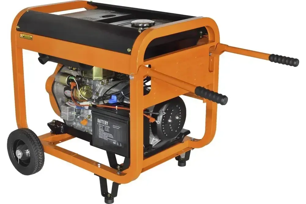 Генератор дизельный CARVER PPG-7000DE (дизель LT-186FA, 6.8 кВА, бак 12.5 л, эл старт АКБ, колеса, медь) Карвер бензогенератор / резервное питание