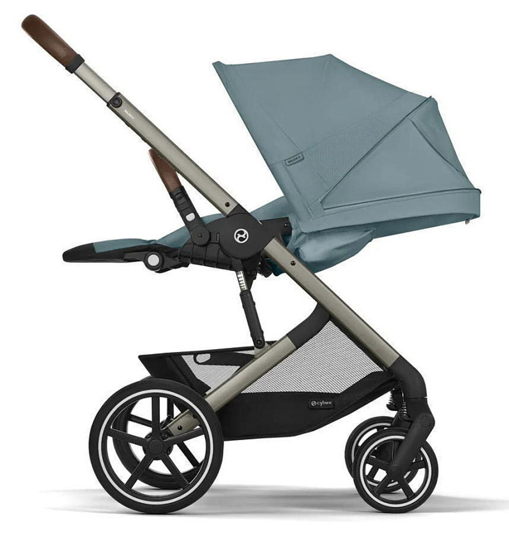 Коляска Cybex Balios S Lux TPE complete Aton B2 Volcano Black 3 в 1 Stormy Blue с дождевиками