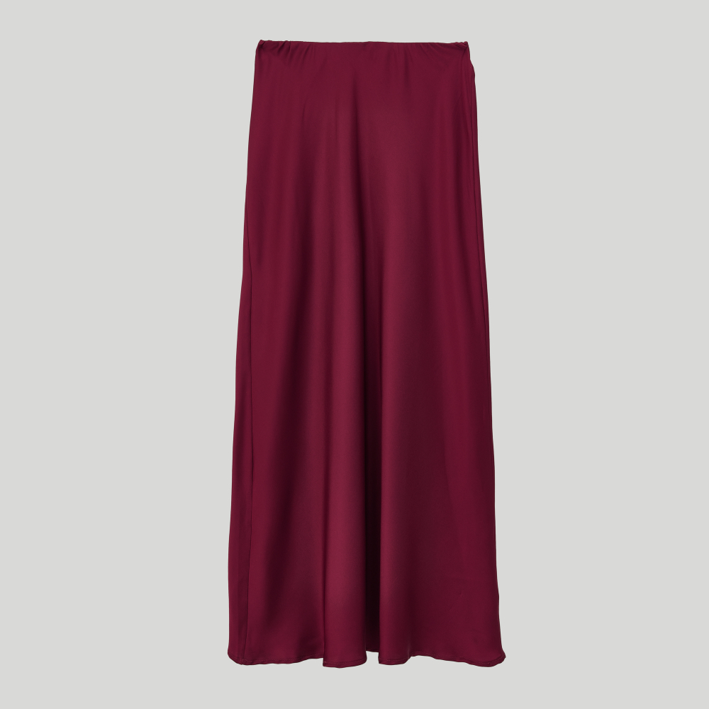 Silk Long Skirt Burgundy