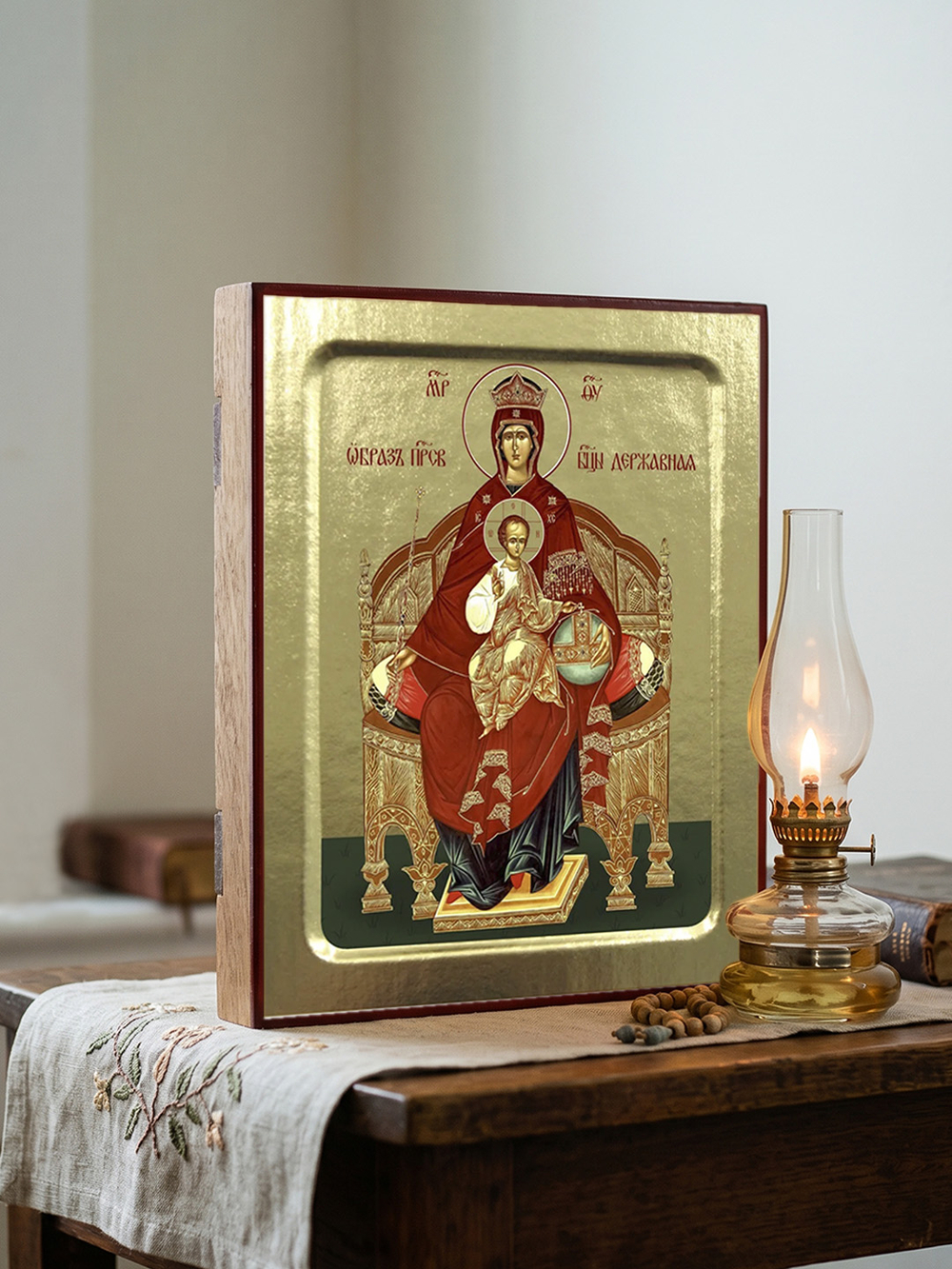 Икона Пресвятой Богородицы, Державная на дереве: 125 х 160 (Синопсисъ)