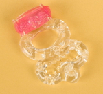Эрекционное виброкольцо с кольцом д/мошонки прозрачное
