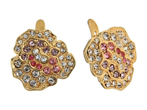 "Лино" серьги в золотом покрытии из коллекции "Презент" от Jenavi с английским замком