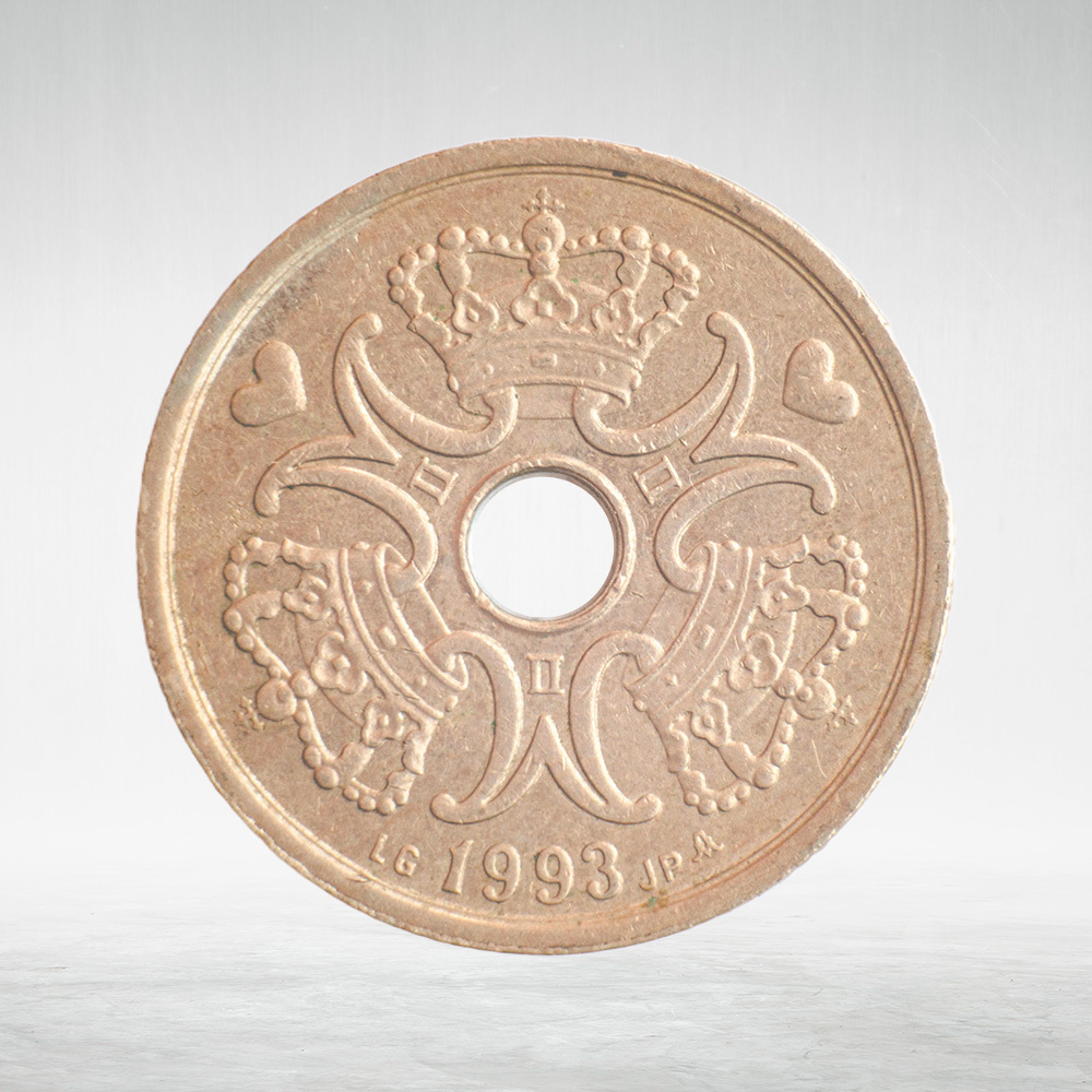 Denmark, 2 Kroner - Margrethe II, 1993, VF