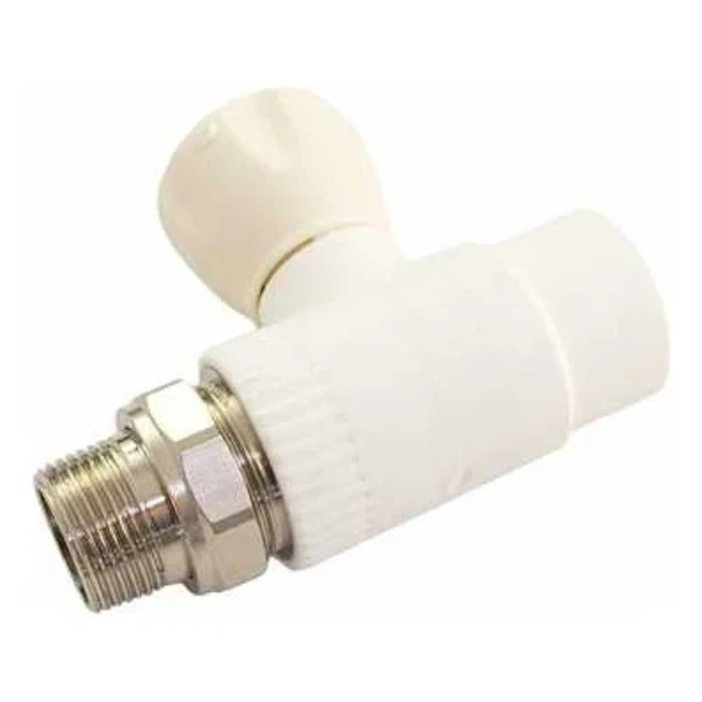 Кран MeerPlast PPRC накид. гайка 20х1/2 прямой белый (1/5/55)