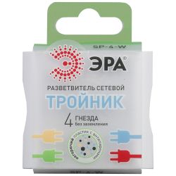 Разветвитель электрический ЭРА SP-4-W на 4 розетки без заземления 16А белый