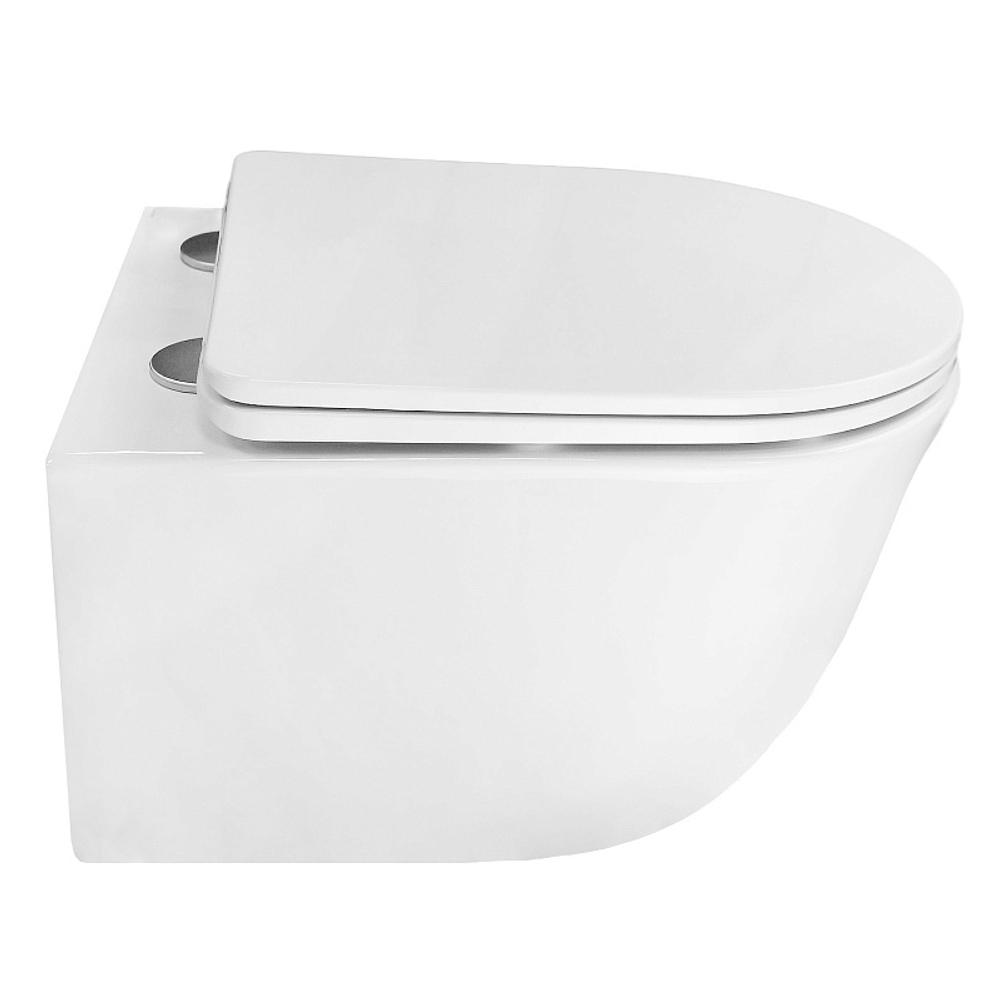 Унитаз подвесной Azario LISTA 490х365х340 безободковый, система смыва "Скрытое Торнадо", с быстросъемным сиденьем "Микролифт" (AZ-1177T)