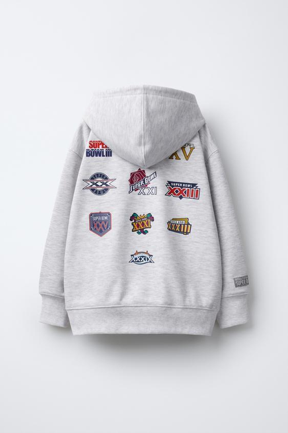 ZARA ХУДИ В СТИЛЕ ПРЕППИ С ПРИНТОМ SUPER BOWL © NFL, СЕРЫЙ С МЕЛАНЖЕВЫМ ЭФФЕКТ ОМ