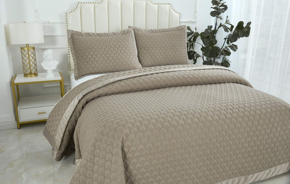 Покрывало 230х250 и 2 наволочки 50х70 Sofi De MarkO Роксалана Кофе