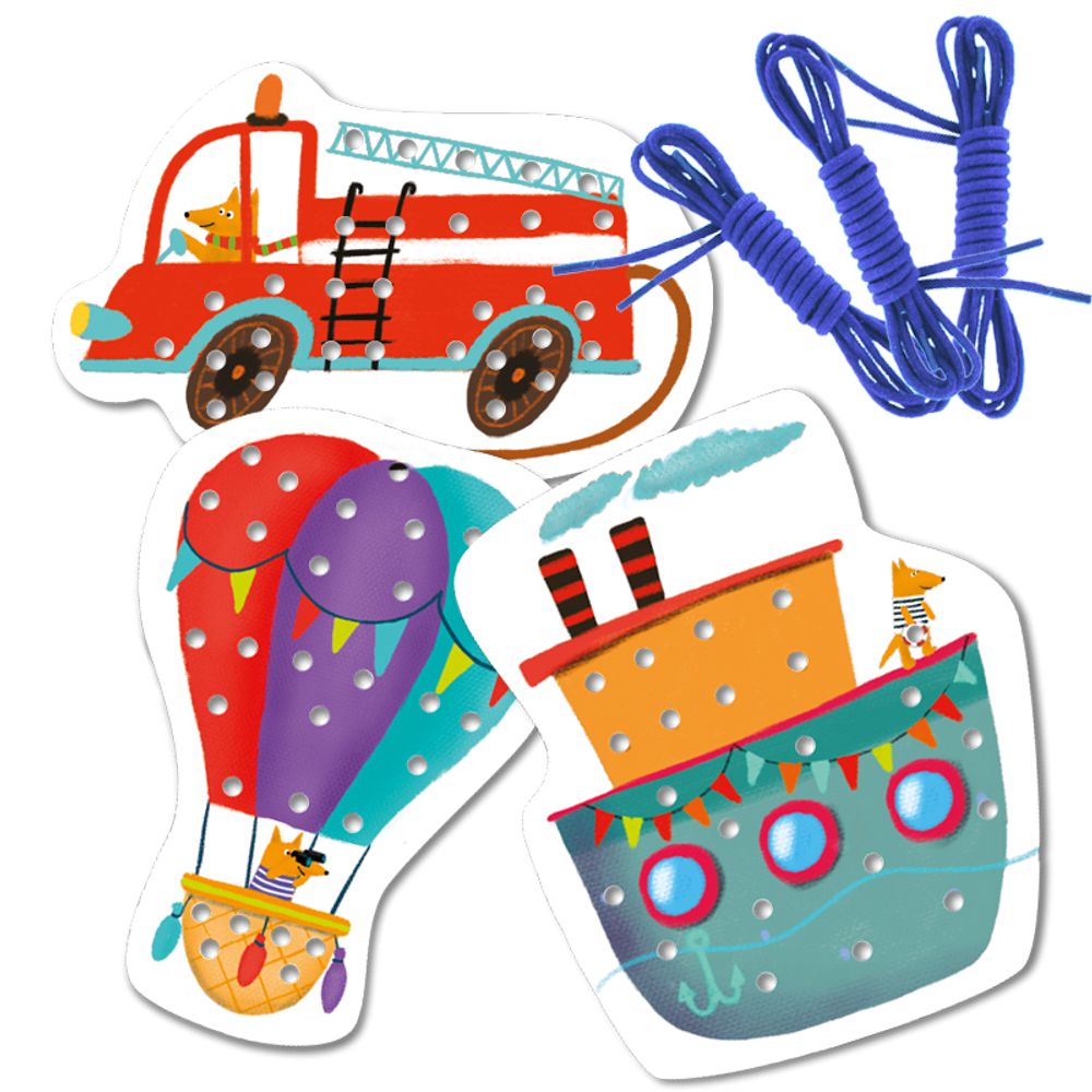 Игра-шнуровка «Веселые шнурочки». Долечу, доплыву, доеду