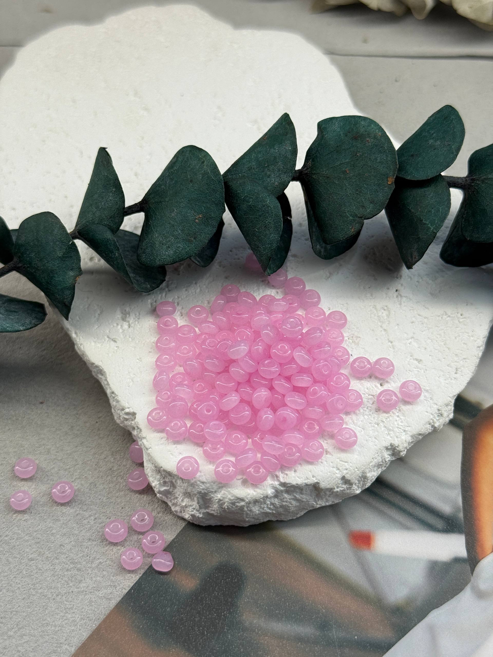 Стеклянные бусины 4 мм "Диск" розовый, 150 штук