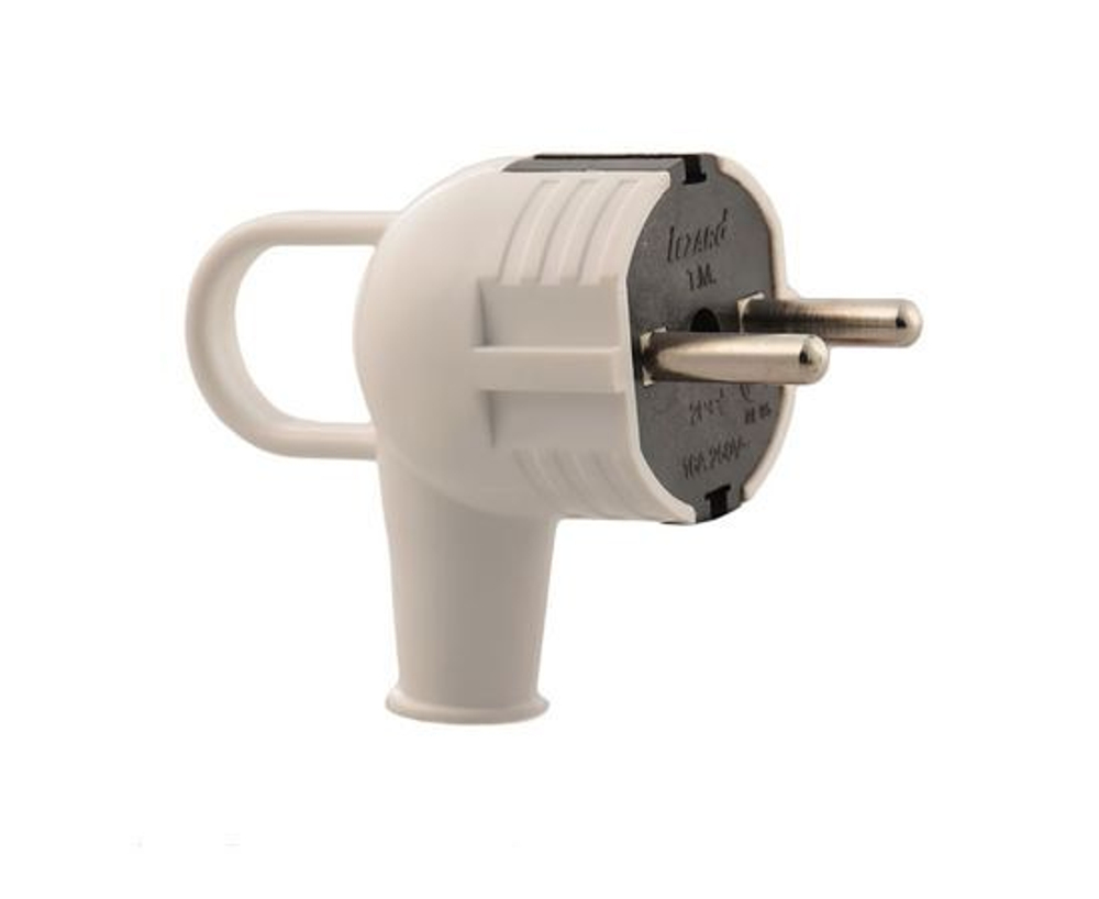 Вилка угловая Accessories с заземлением, с ручкой, бело-черная LEZARD 715-0203-602, 1 шт.