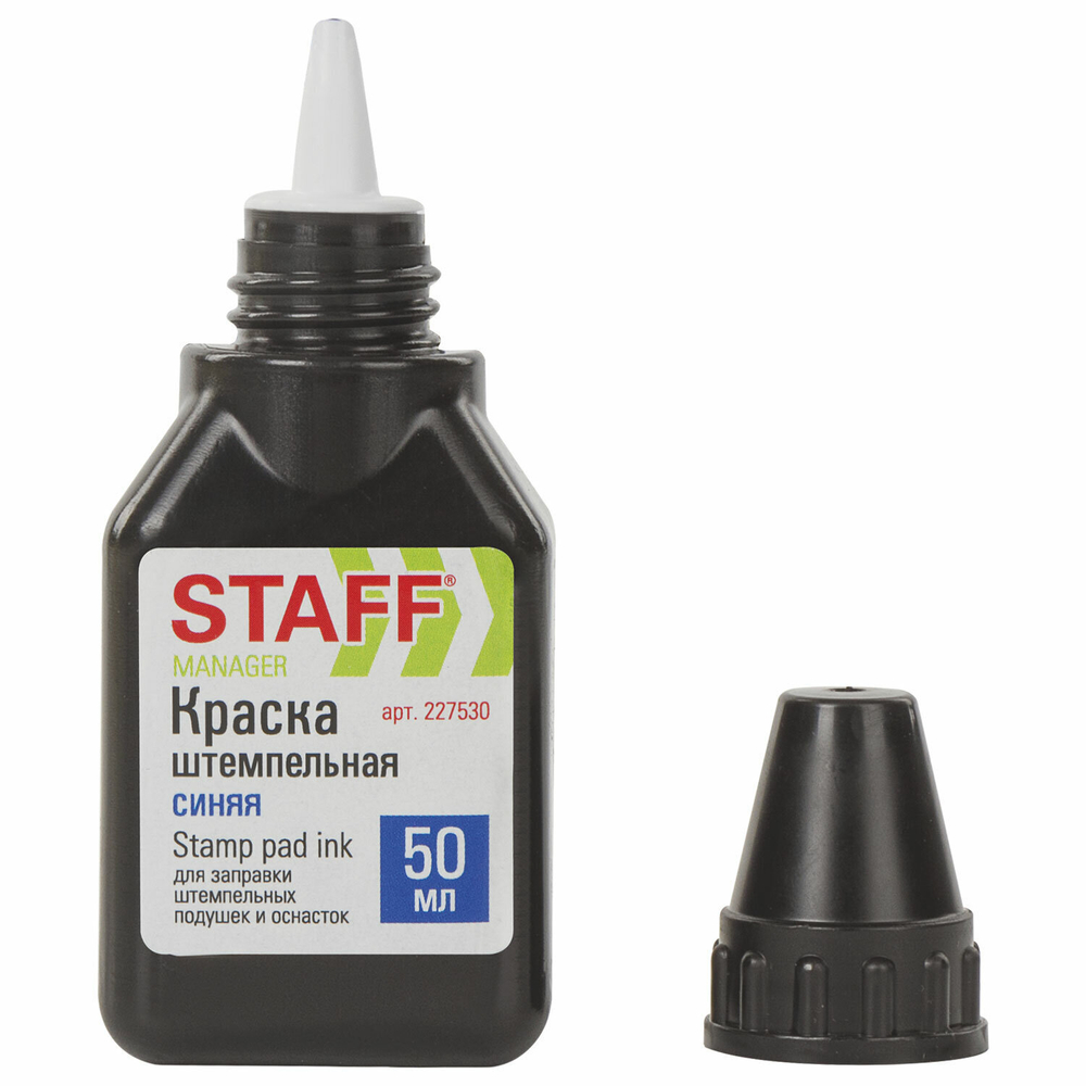 Краска штемпельная STAFF "Manager" синий 50 мл на водно-спиртовой основе (24 штуки в упаковке)