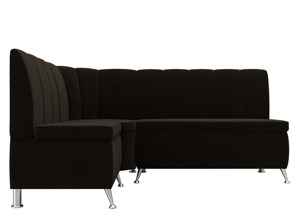 Диван кухонный угловой Кантри левый угол, Коричневый, Микровельвет, 29448L