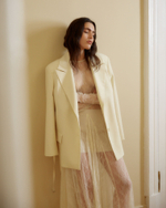 Жакет на пояске из шерсти белый шоколад