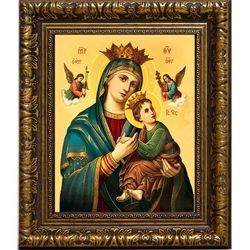 Всепомогающая ("Неустанной помощи") Страстная икона Божьей Матери на холсте.