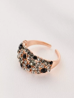 Кольцо Россыпь из серо-черных камней Swarovski