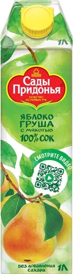 Сок Сады Придонья Яблочно-Грушевый с мякотью восстановленный, 1 л