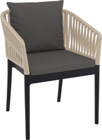 Кресло пластиковое с подушками Siesta Contract Portofino, черный, бежевый, темно-серый