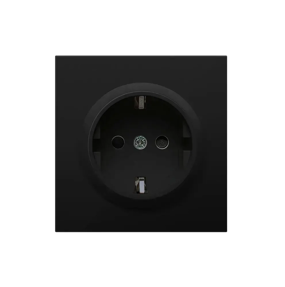 Накладка для розетки электрической с заземлением со шторками 16A 250 В, матовый карбон, Donel R98, DA22030, без механизма