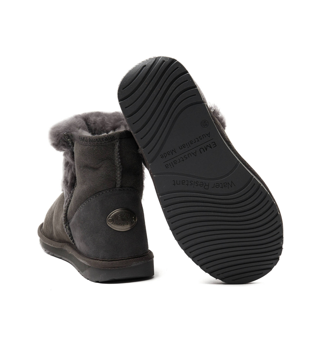 Кожаные угги platinum lara mini EMU Australia - графитовый(WP11869)