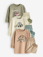 Пижама для мальчика Next K98-606, 3 шт., Хаки, Бежевый, Голубой