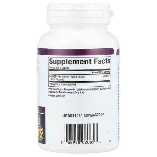 Natural Factors, PeptACE, рыбные пептиды, 500 мг, 90 капсул