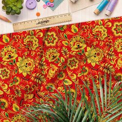 Ткань ниагара хохломская роспись