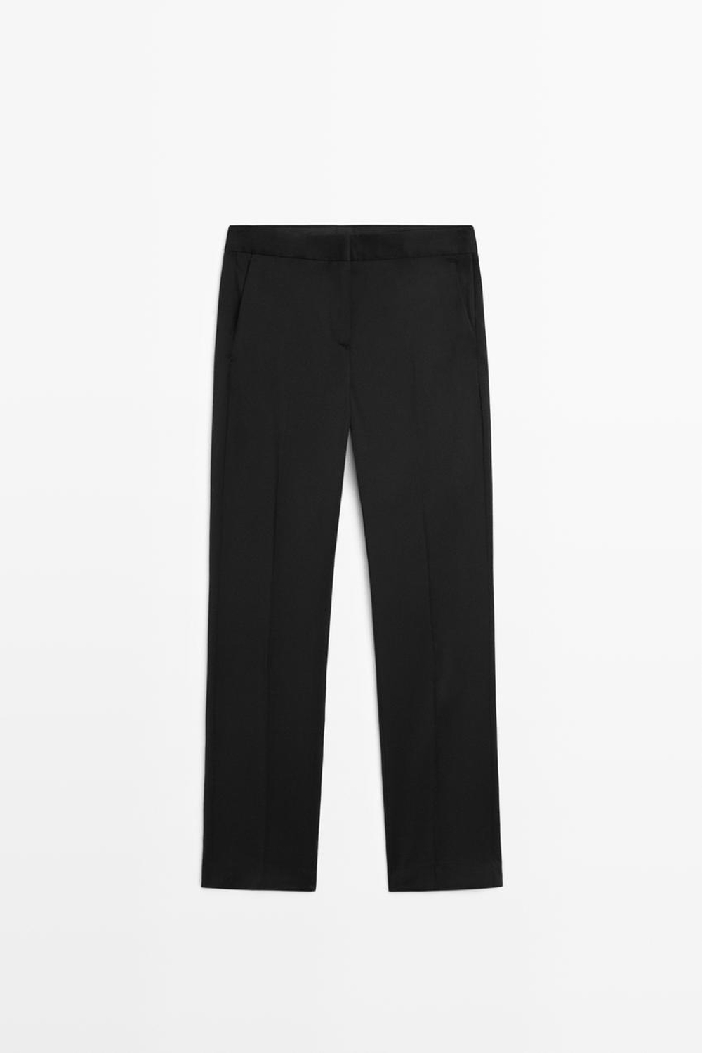 Massimo Dutti Прямые брюки из 100% холодной шерсти, черный