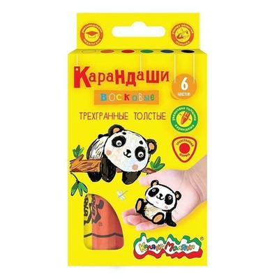 Карандаши воск. 6цв. 3-х гран, толстые (Каляка-Маляка)