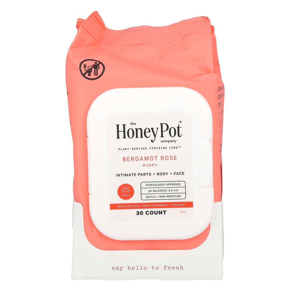 The Honey Pot Company, Салфетки, бергамот и роза, 30 шт.
