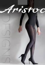 Женственные колготки с орнаментом в виде листьев (Размер: M-L) (Цвет: черный)