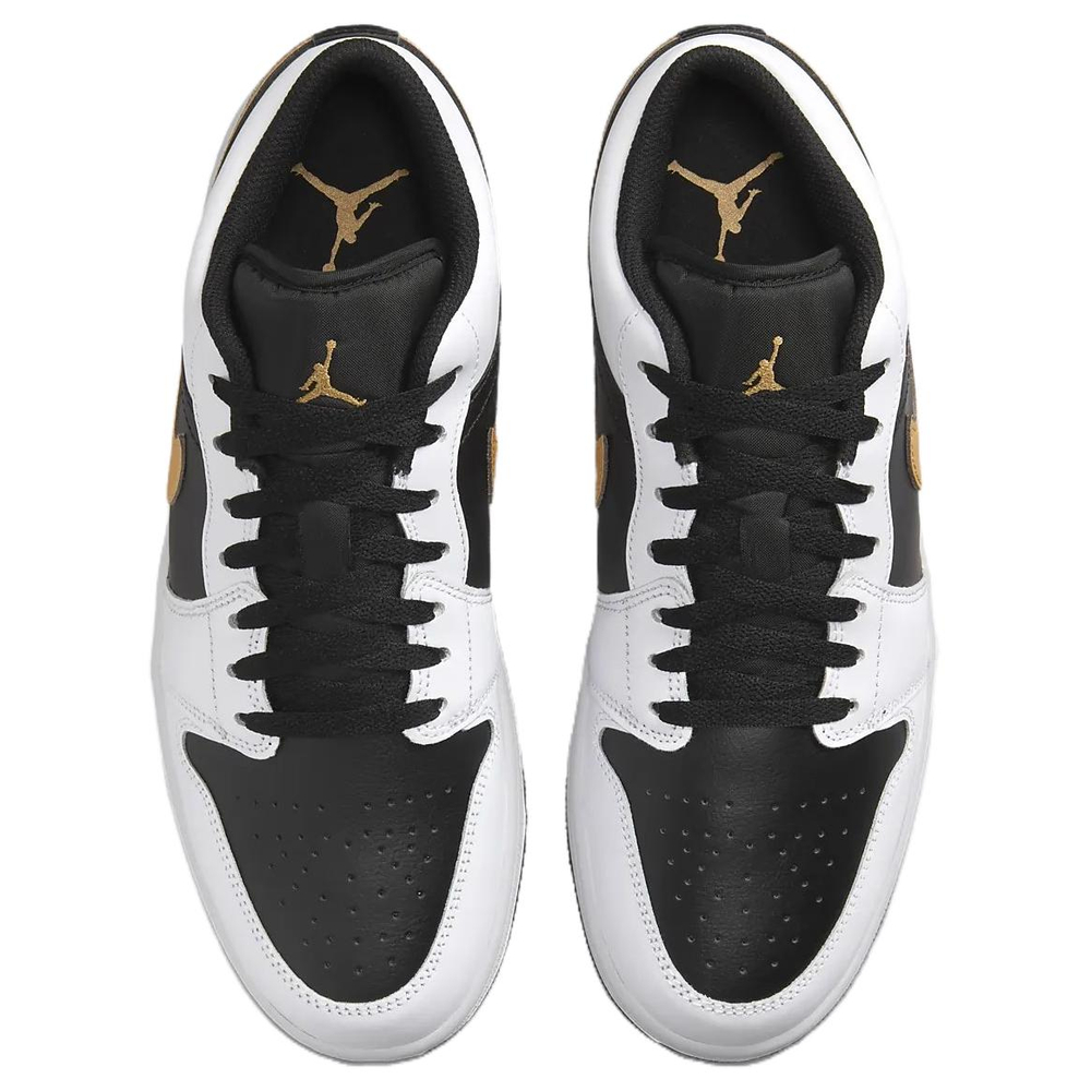 Jordan 1 Low White Black Metallic Gold Swoosh