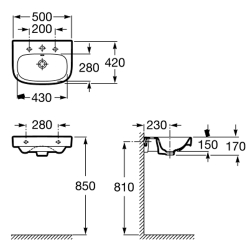 Раковина Roca Debba 50x42 32799600Y схема