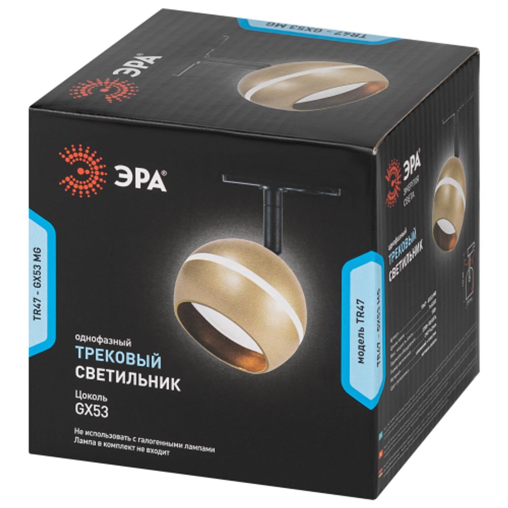 Трековый светильник однофазный ЭРА TR47-GX53 MG под лампу GX53 матовое золото