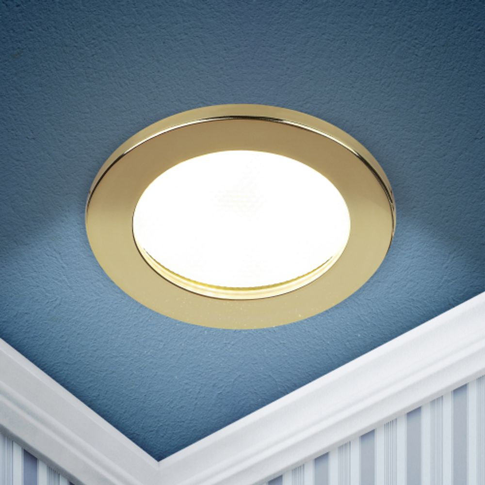 Встраиваемый светильник влагозащищенный ЭРА KL95 GD GX53 IP44 золото | Влагозащищенные встраиваемые светильники