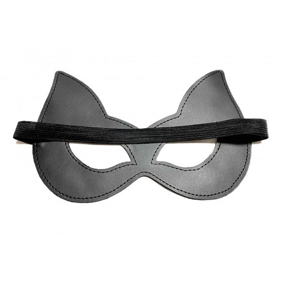 Двусторонняя черная маска с ушками из эко-кожи БДСМ Арсенал 50003